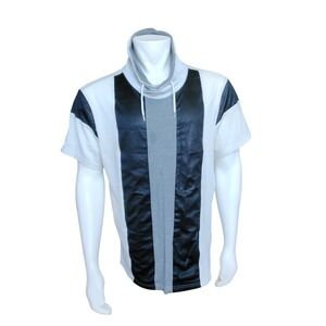 INC International Concepts Mens XL Short Sleeve Hoodie Colorblock Faux Leather